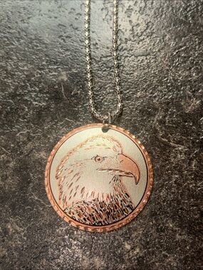 Silver and Copper Eagle Pendant Necklace